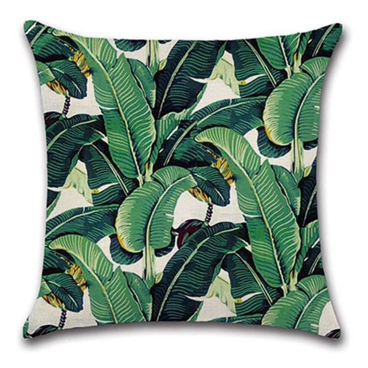 Leaf Decorated Linen Cushion image