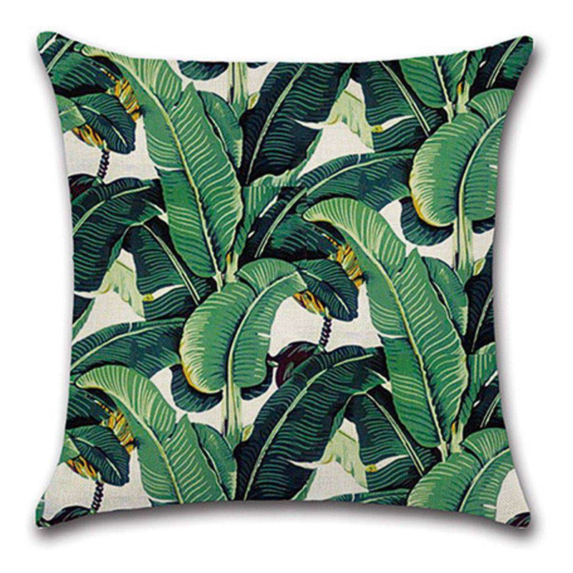 Plant Leaf Decorated Linen Cushion image