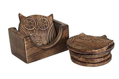 Owl Design Wooden Coasters image