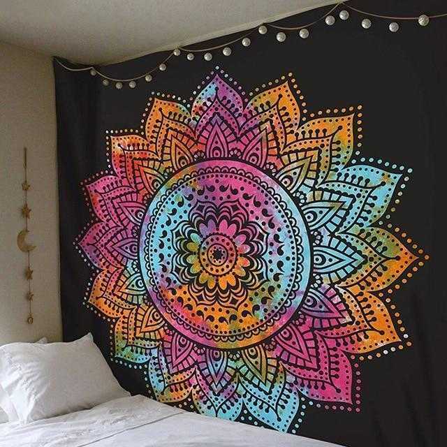 FlowerMulti1 Wall Hanging Flower Indian Style Tapestry