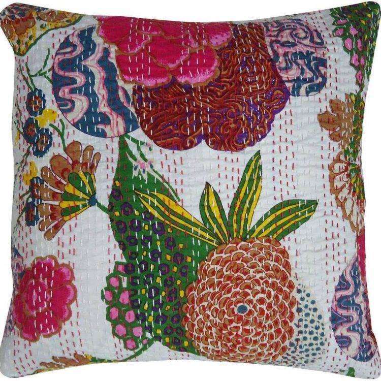 Embroidery Printed Kantha Cushion image