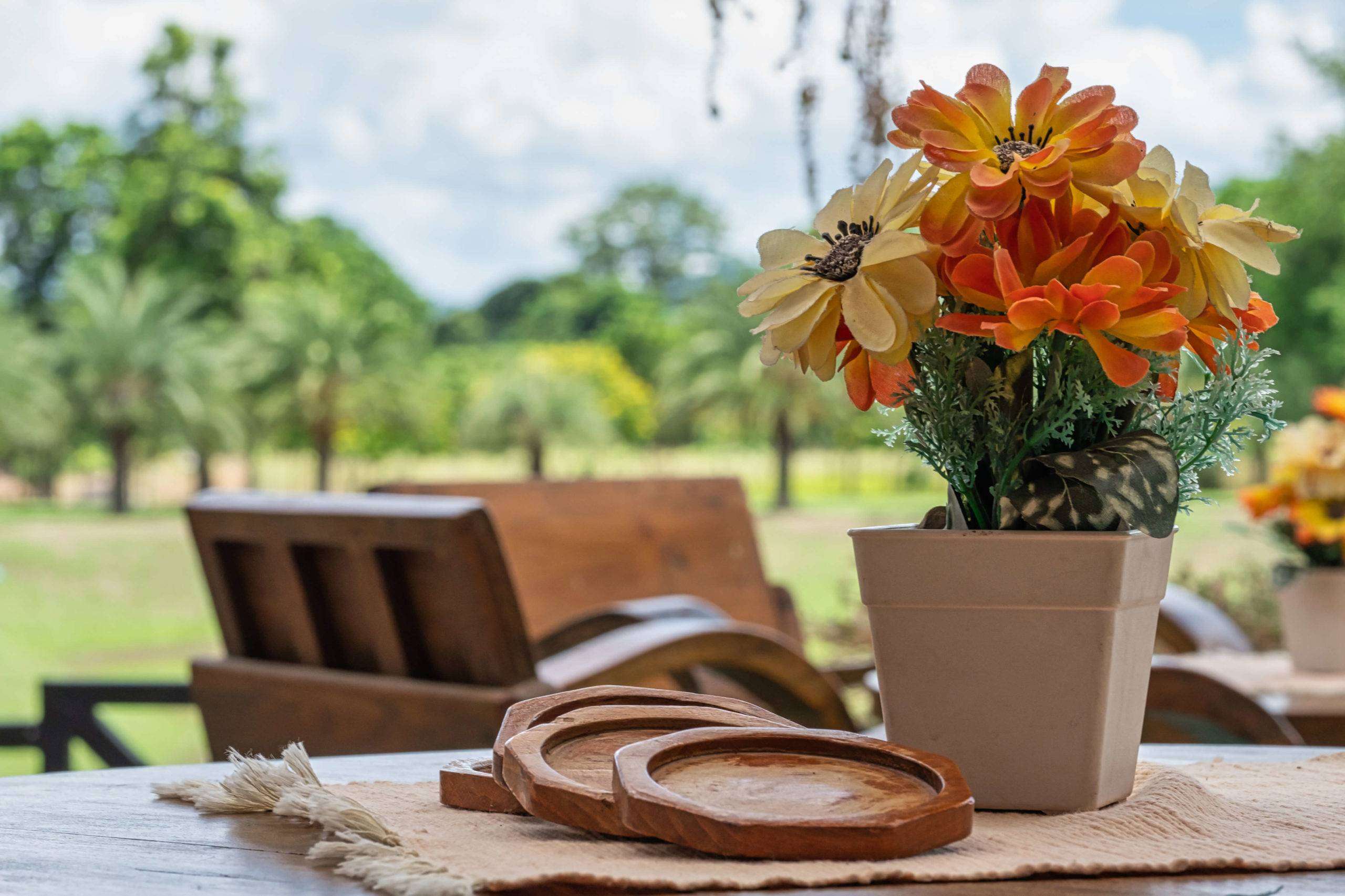 Wood coasters stacked